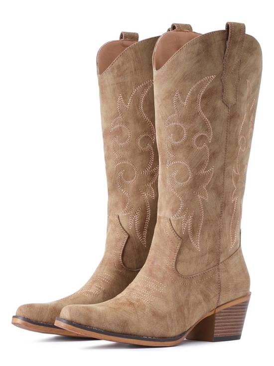 Iuv Shoes - NWT IUV Western Cowgirl Boots Mid Calf Snip Toe Boot With Chunky Heel Camel 8